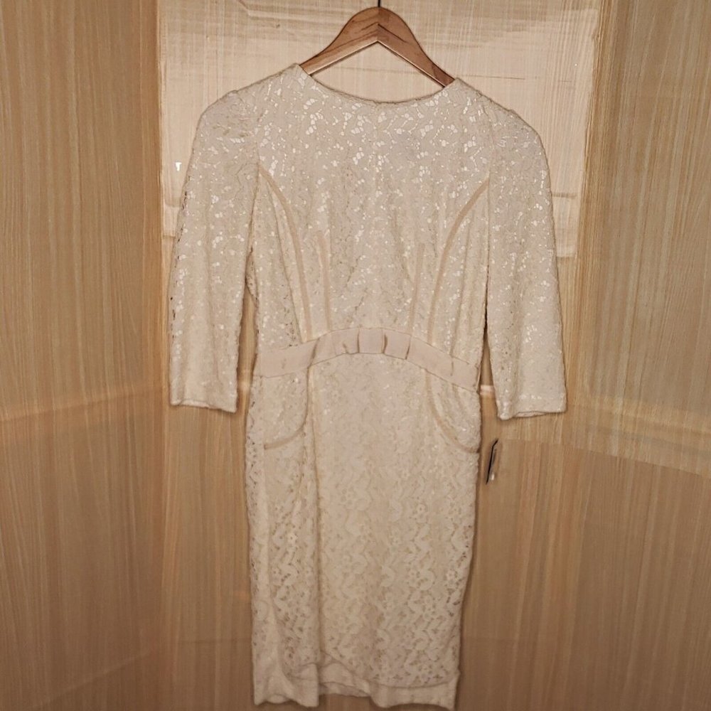 Taylor Womens New Lace Cream Midi Dress 8